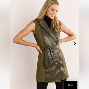 NWT - olive green long vest, size small.